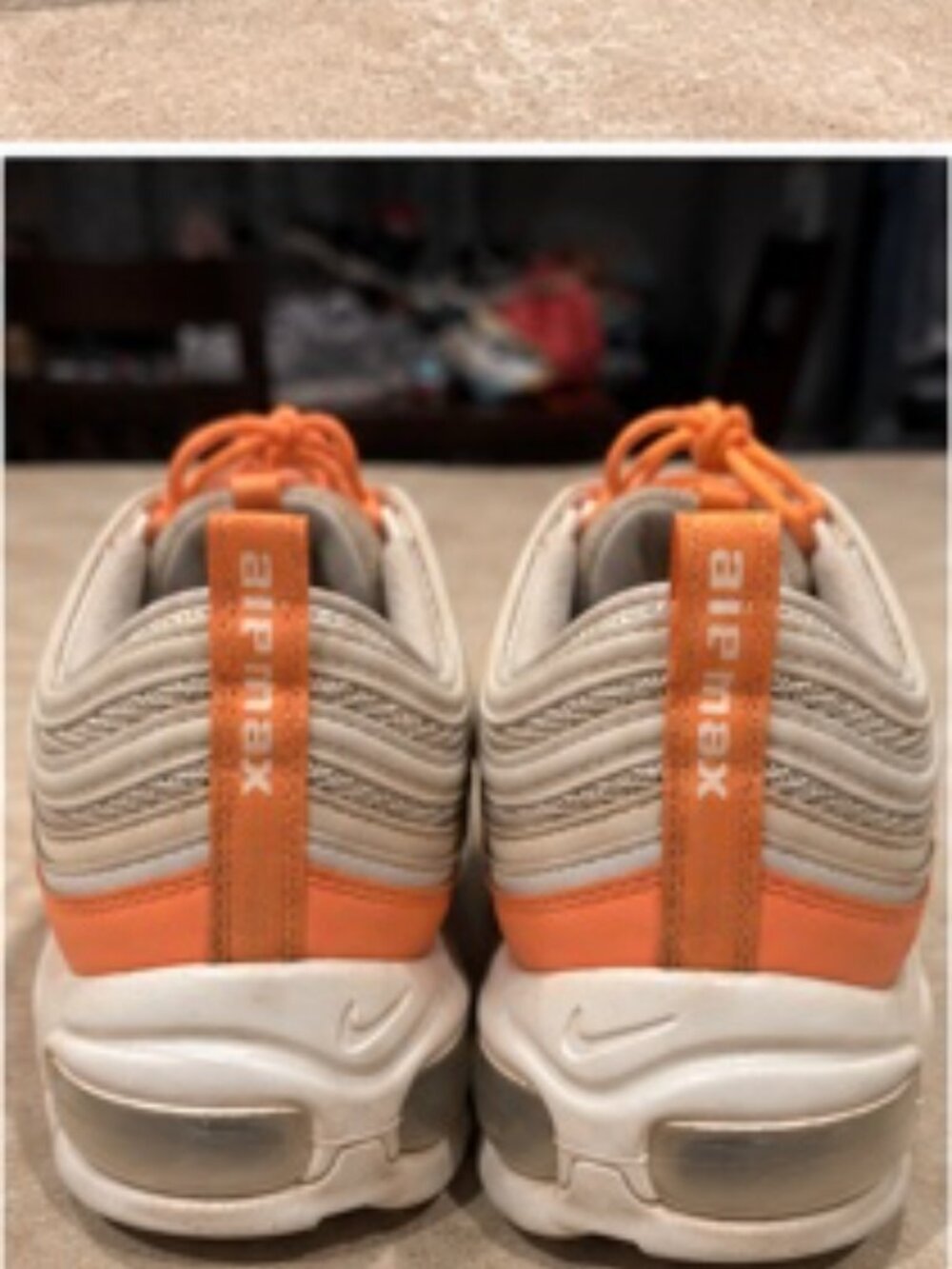Nike Air Max 97 Women’s Size 10.5 Silver Orange Sneakers - Picture 2 of 3